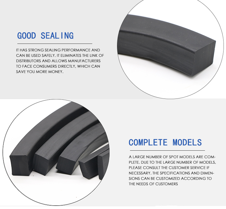 High Temperature NBR FKM Silicone EPDM Rubber O Ring Cord Rubber Sealing Strip Solid Round Square Rubber Strip Seals