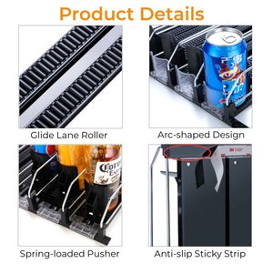 Sistema di Pusher per scaffali a scorrimento automatico Organizer per bevande da frigorifero nero può erogare uno Pusher a molla in plastica - Product Image 5