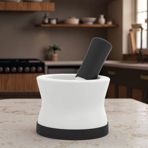 Taşlama ot aracı dayanıklı seramik harç ve Pestle silikon tabanı ile Set - Product Image 2
