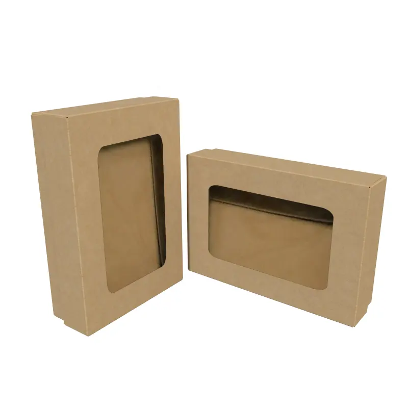 Custom Recycle Brown Kraft Paper Gift Box kraft paper box for baby clothes Photo Frame Towel Gift Box with Ribbon Closure