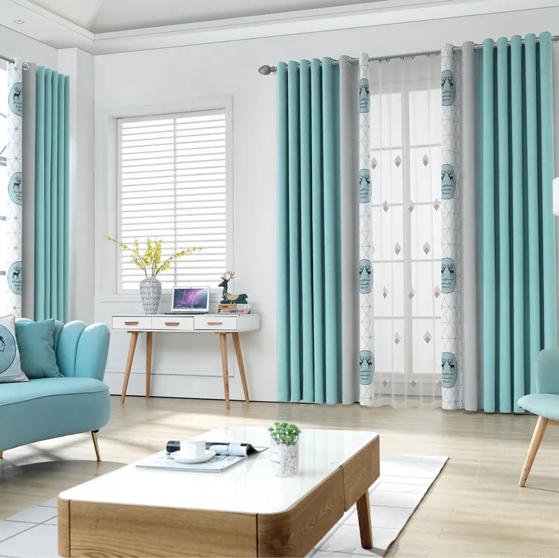 Luxe 100% Polyester Groothandel Decoratieve Wasbare Home Hotel Verduisterende Gordijn