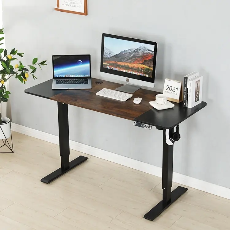 Table réglable en hauteur électrique individuel assis debout bureau à faible bruit Durable meubles de bureau en métal moderne réglable