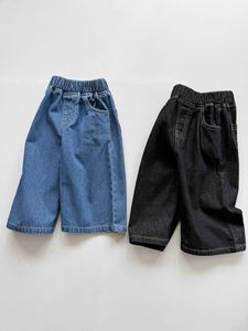 女童宽松夏季卡普里裤新款韩版时尚休闲实心儿童时尚牛仔裤宽腿宝