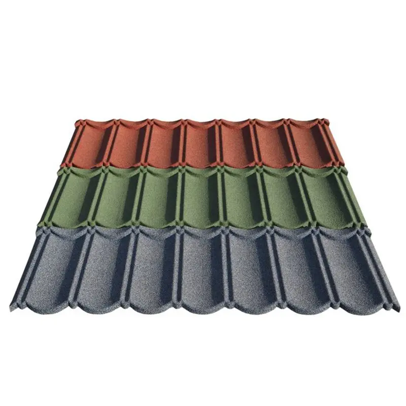 Endüstriyel tasarım 0.3mm renk taş kaplı Metal çatı kiremiti çin tedarikçisi çelik asfalt satılık ev çatı için