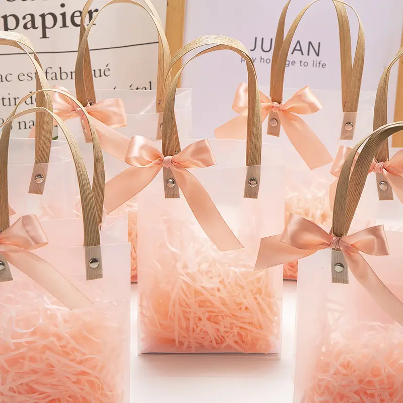 Klare Geschenk-Einkaufstasche Verpackung PVC Transparente Süßigkeiten Beutel Geburtstags feier Taufe Hochzeit begünstigt Candy Boxes Guest Souvenir
