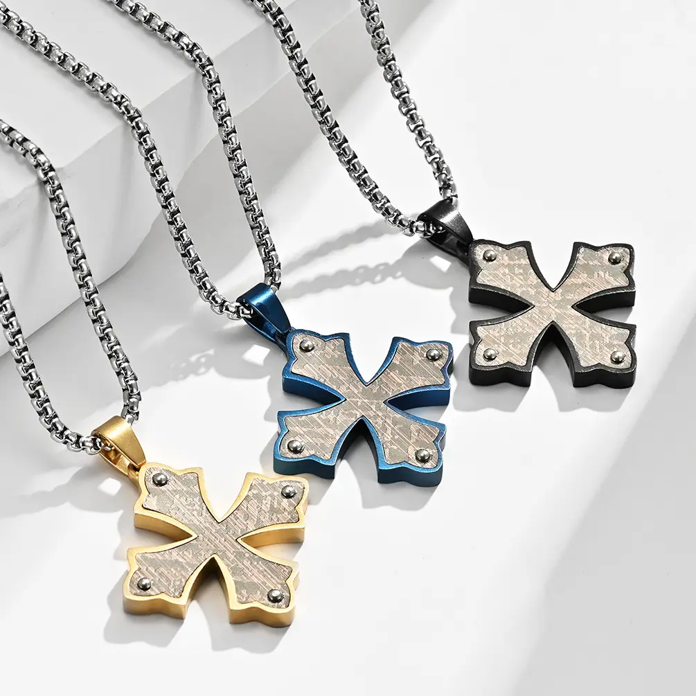Nieuwe Collectie Koreaanse Lange Roestvrijstalen Christelijke Sieraden Vier Nagels Instelling Symmetrische Kruis Hanger Ketting