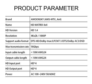 4K HDマトリックス4*4オーディオスイッチ付きメタルHDスイッチャービデオウォールコントローラー1*4 2*2 - Product Image 6