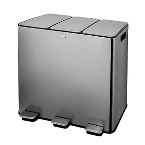 KSY Cubo de Basura con Pedal de Acero Inoxidable para Exterior, Cubo de Basura para Cocina y Baño, Clasificación de Basura con Tapa