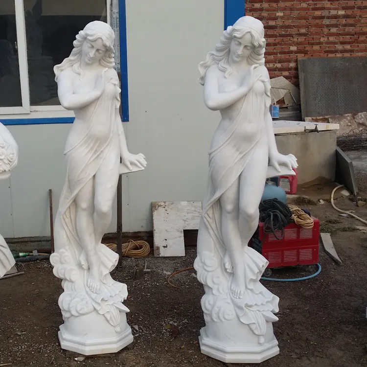 Fábrica diretamente fornecer pedra branca natural nude mulher estátua de mármore da bela menina