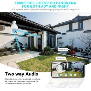 2K HD Resolución Smart WiFi Cámara Sistema de seguridad para el hogar Ip66 Impermeable Inalámbrico Wifi Ptz Bombilla Cámara - Product Image 3