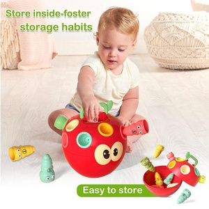 Funny <strong>Apple</strong> Shaped Catch Worms Game Toy - Educational Learning Toy for Toddlers | Simple Number &amp; Color Matching Game - Product Image 5