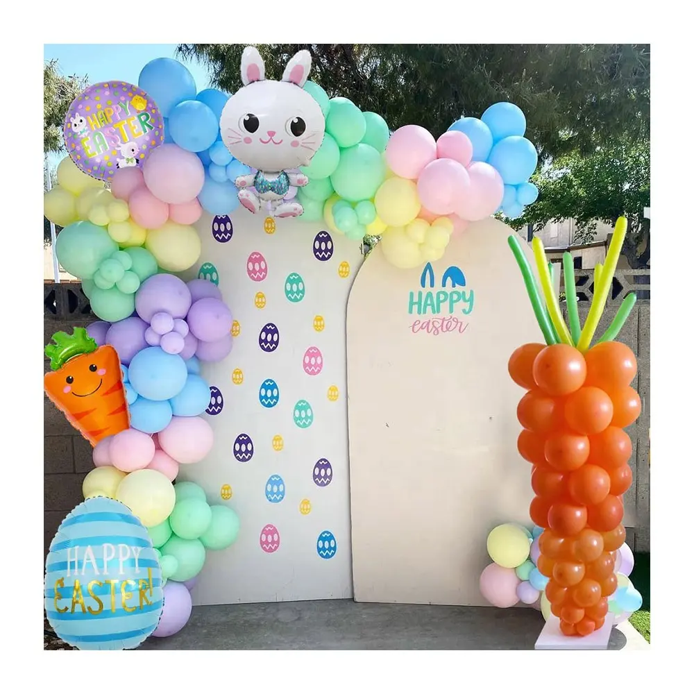 2024 nueva llegada venta al por mayor decoración del hogar al aire libre feliz Pascua globo guirnalda arco Kit decoraciones de Pascua para Pascua