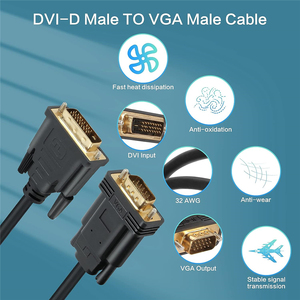 Cavo Video da 1.8M DVI a VGA 6 piedi DVI 24 + 1 Pin maschio DVI-D a VGA 15 pin cavo linea per collegare il proiettore dello schermo del Monitor del Computer - Product Image 5