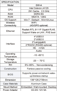 Intel Celeron X86ขนาดเล็กสำหรับอุตสาหกรรม CPU 2.0 GHz DDR3 1 * HD-MI 1 * VGA 2 * RS232คอมพิวเตอร์ขนาดเล็ก - Product Image 4