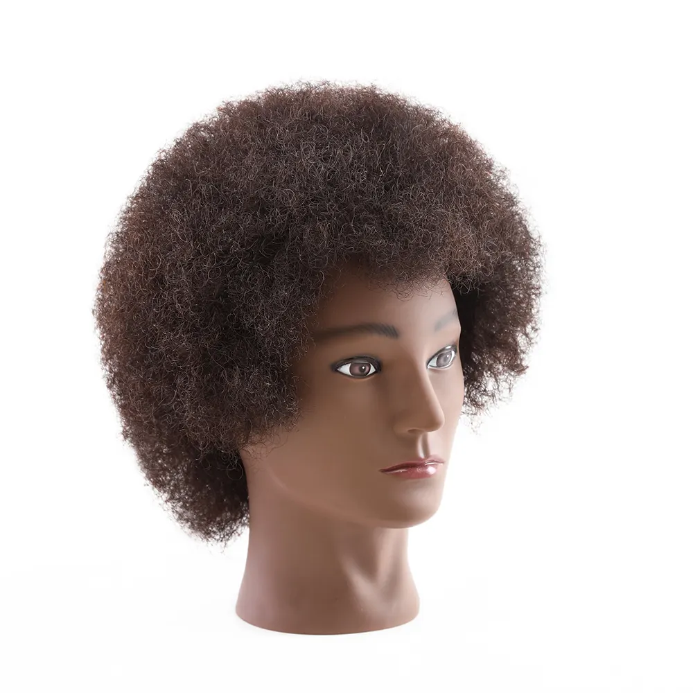100% Real Human Hair Men Hairdressing Training Head Cutting Practice Mannequin Head with Big Beard For Salon