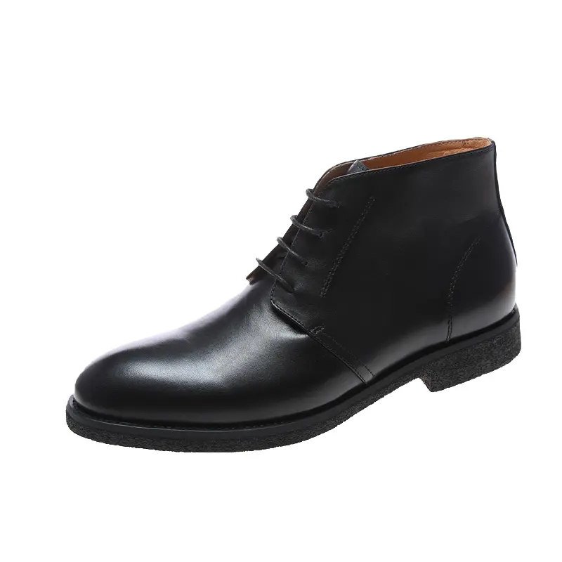 Bottines Chelsea en cuir véritable à finition noire pour hommes, bottes d'hiver pour hommes, nouveau produit 2002