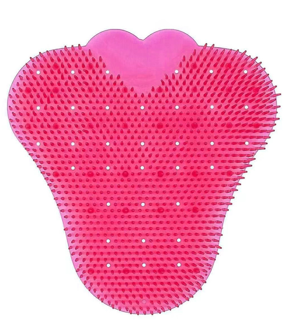 Cepillo triangular con cerdas color rojo cereza rosado.