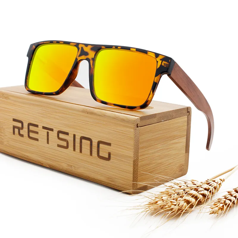 Eco- friendly Handcrafted Big Frame Custom Bamboo Wood Sunglasses Eyewear glasses Wooden