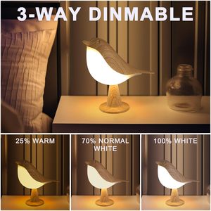 TSINYE Small Desk <strong>Lamp</strong> Cordless Bird <strong>Lamp</strong> Bedside Table <strong>Lamps</strong> <strong>with</strong> 3 Color Temperature <strong>Dimmer</strong> and Touch Sensor Night Light - Product Image 3