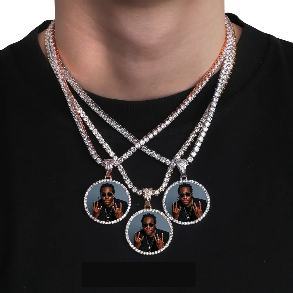 Doreen — collier avec pendentif Photo pour hommes, bijoux Hip hop Double face, sur mesure, Sublimation, blanc, pièces