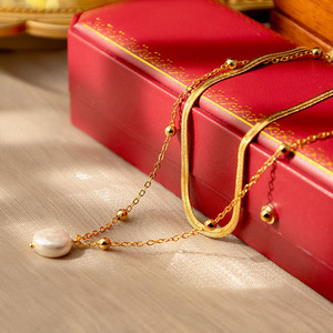 Retro Pearl Necklace, Simple and High-end Bean Clavicle <strong>Chain</strong>, Fashionable and Versatile Net <strong>Red</strong> Sweater <strong>Chain</strong>