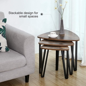 Juego de 3 mesas de centro de anidamiento apilables triangulares para lugares pequeños - Product Image 3