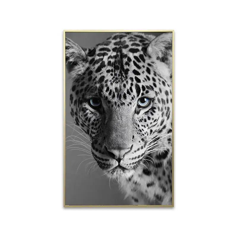 Pintura en lienzo de pantera leopardo blanco y negro Animales Pantera e impresiones Arte de pared