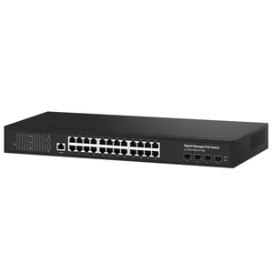 รองรับ SSH Telnet http IGMP QoS LACP VLAN 24พอร์ตสวิตช์กิกะบิต POE 4*10G SFP + สวิตช์ PoE ที่มีการจัดการ L3 - Product Image 3
