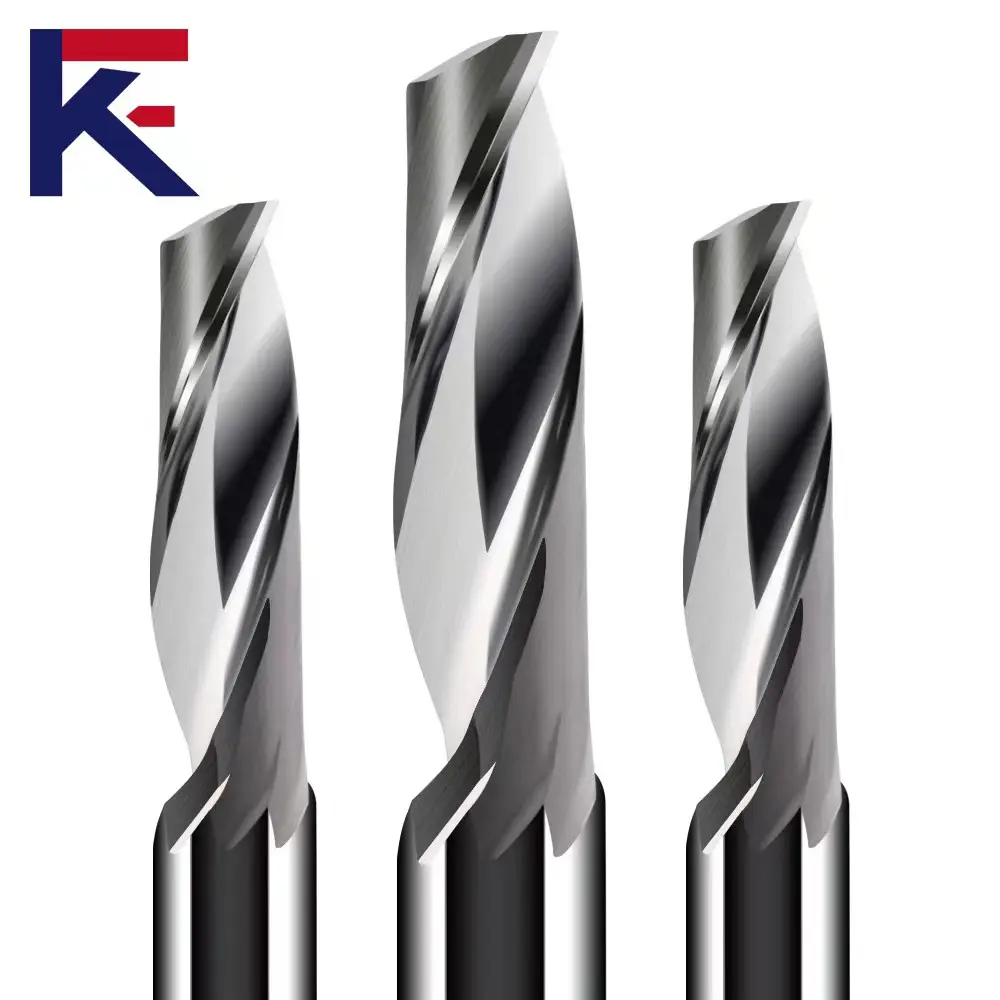 KF penggilingan karbida Spiral Flute tunggal 6mm, untuk mesin pemotong aluminium Cnc