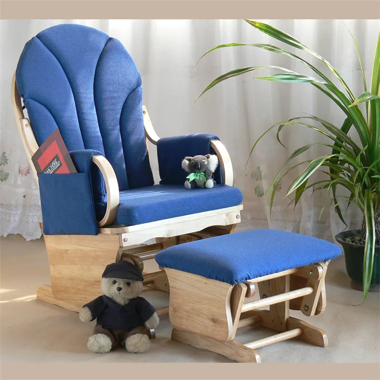 Transat — chaise à bascule pour bébé, tabouret et repose-pieds, intérieur, coloré, naturel et bleu, pour enfants, famille