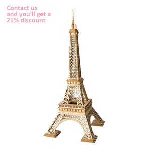 Robotime Rolife Contact получите 21% off TG501 модель здания Эйфелевой башни ручной работы 3D деревянные пазлы для взрослых - Product Image 2