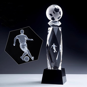 カスタマイズされたロゴのための工場卸売ファンタジースポーツサッカー優勝トロフィーカップ3Dレーザー格安サッカー賞