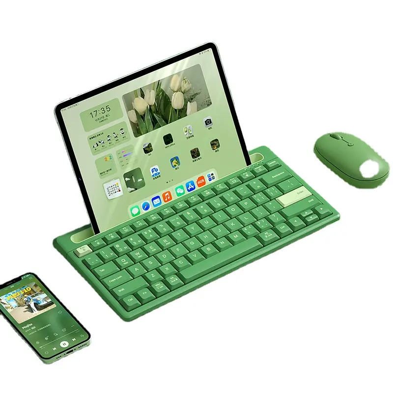 IPad 태블릿에 적합한 카드 슬롯이있는 무선 블루투스 키보드 및 마우스 콤보
