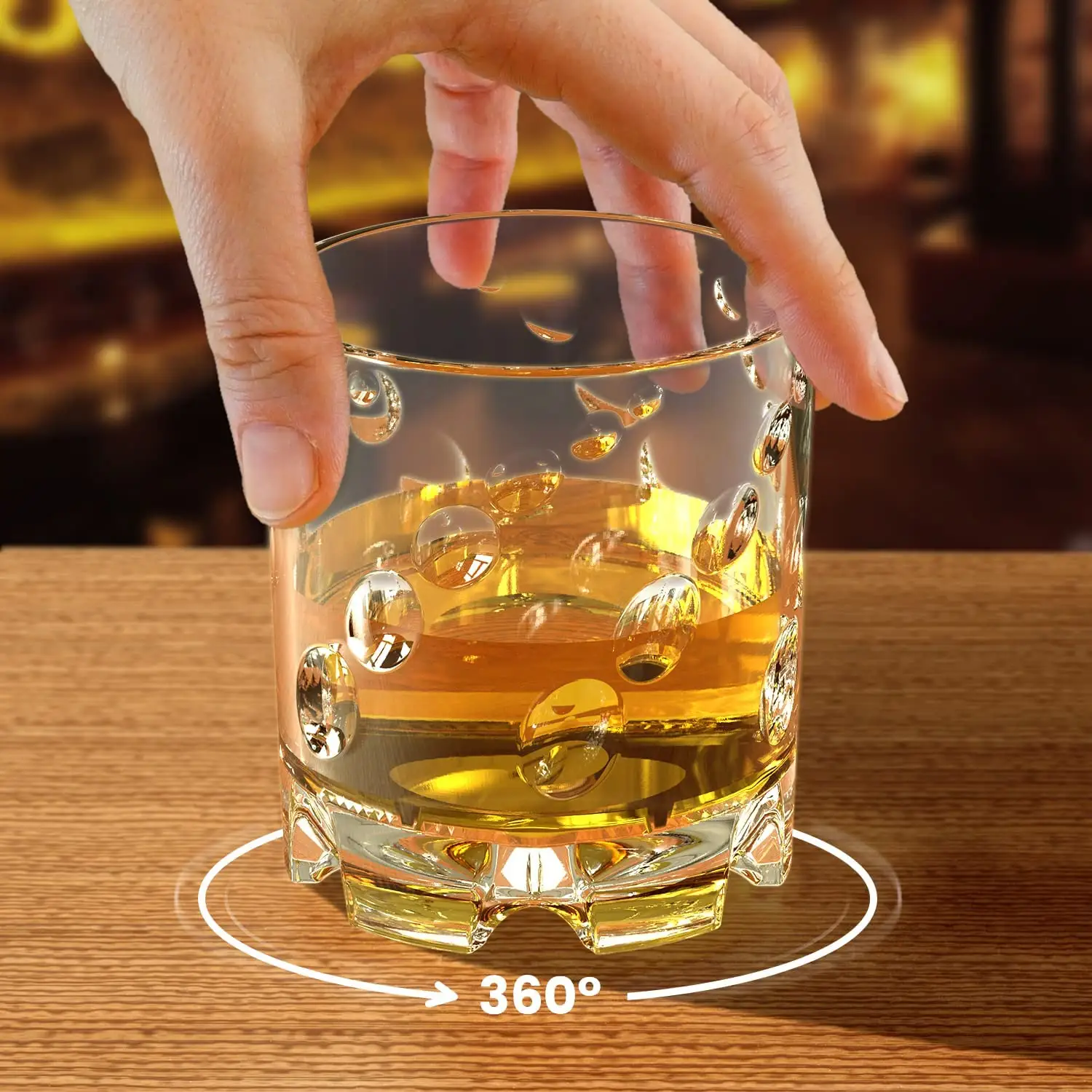 Bicchiere bevente del liquore della Vodka di Bourbon di filatura di vetro di whisky di filatura all'ingrosso di vecchio modo 10oz