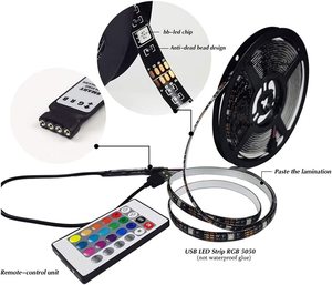 16.4FTメーター5V 12v 24v USB RGB、24キー付きリモコンアプリコントロール28355050テレビ装飾用LEDストリップライトの照明 - Product Image 5