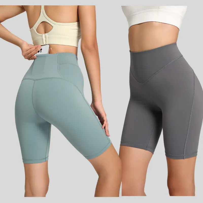 Nuovi pantaloncini estivi da yoga con tasca alta da donna pantaloni da ginnastica da corsa per ciclismo pantaloncini sportivi da ginnastica