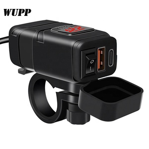 QC3.0急速充電30WハンドルバーマウントUSBポートおよび自転車用Cタイプ充電器 - Product Image 1