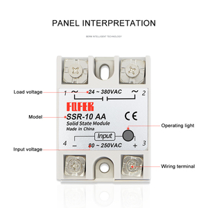 Relé de estado sólido de 24 ~ 380V, entrada de CA, 85 ~ 250V, salida de CA, SSR-10AA módulo de relé único SSR, precio bajo