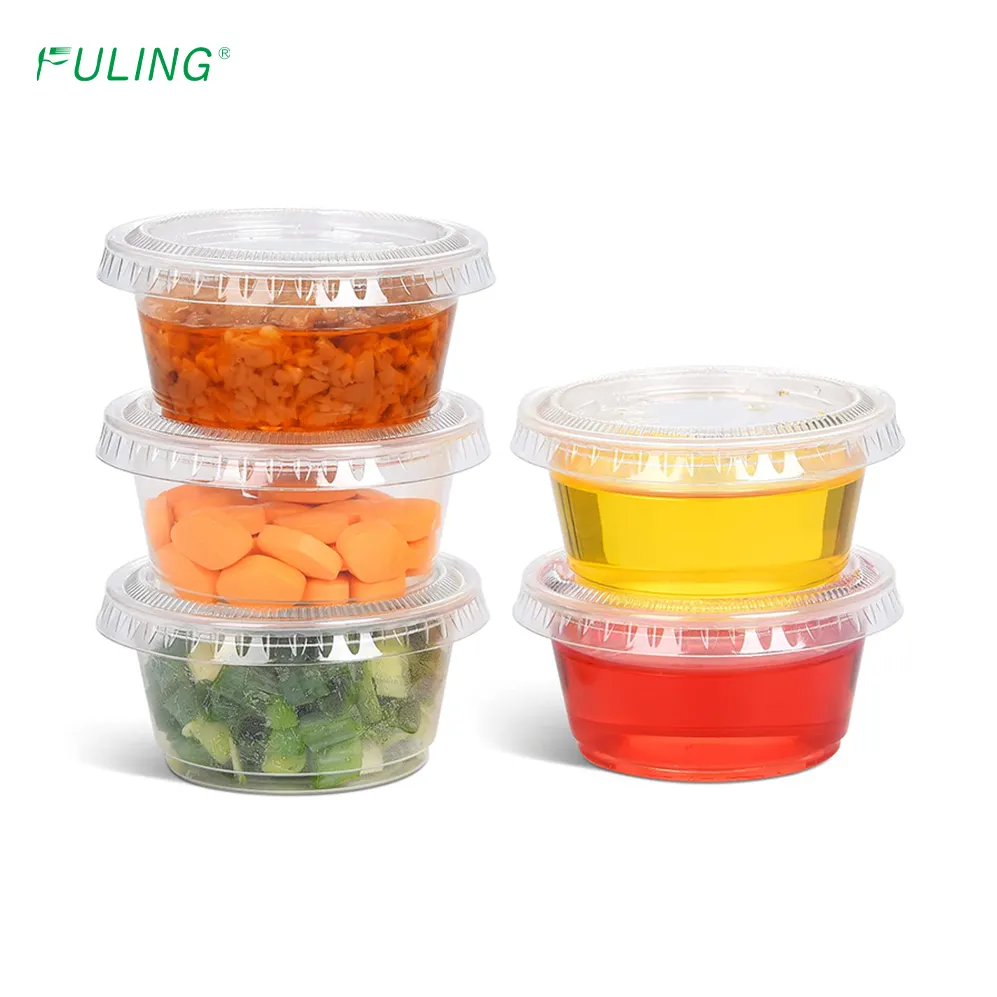 FULING Plastic 2 oz Porción Vaso Desechable Jello Shots Salsa Taza Condimento Souffle Dressing Mini Contenedores