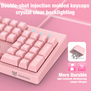 Onikuma-teclado y ratón para videojuegos G25 + Cw905, conjunto de teclado y ratón para ordenador con cable y retroiluminación LED, color rosa, 104 teclas - Product Image 6