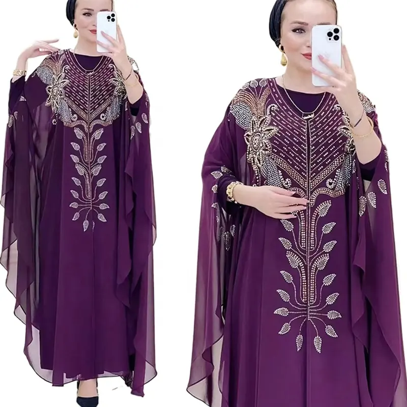 Liu Ming all'ingrosso 2024 di lusso donna caftano Islam Kimono Robe caftano Ramadan Dubai abito da sera abito musulmano Abayas