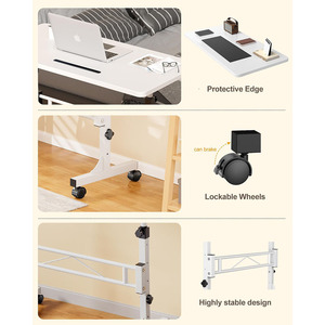 Small Adjustable Height Standing <strong>Computer</strong> Desk Portable <strong>Rolling</strong> Desk with Wheels Sit Stand <strong>Table</strong> for Mobile Devices - Product Image 2