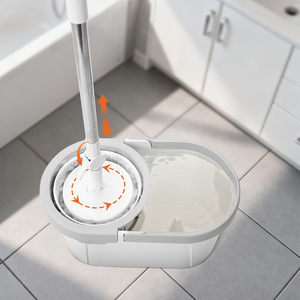 BOOMJOY Spin <span class=keywords><strong>Mop</strong></span> e Balde Conjunto com Câmara Dupla Self-Wringing Microfiber Floor <span class=keywords><strong>Mop</strong></span> Bucket com alça longa para limpeza do piso - Product Image 4