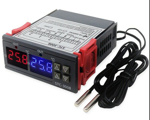 Termostato Digital de temperatura STC-3008, dos salidas de relé con sondas duales de refrigeración y calefacción, Cable de 1M, AC110-220V - Product Image 5