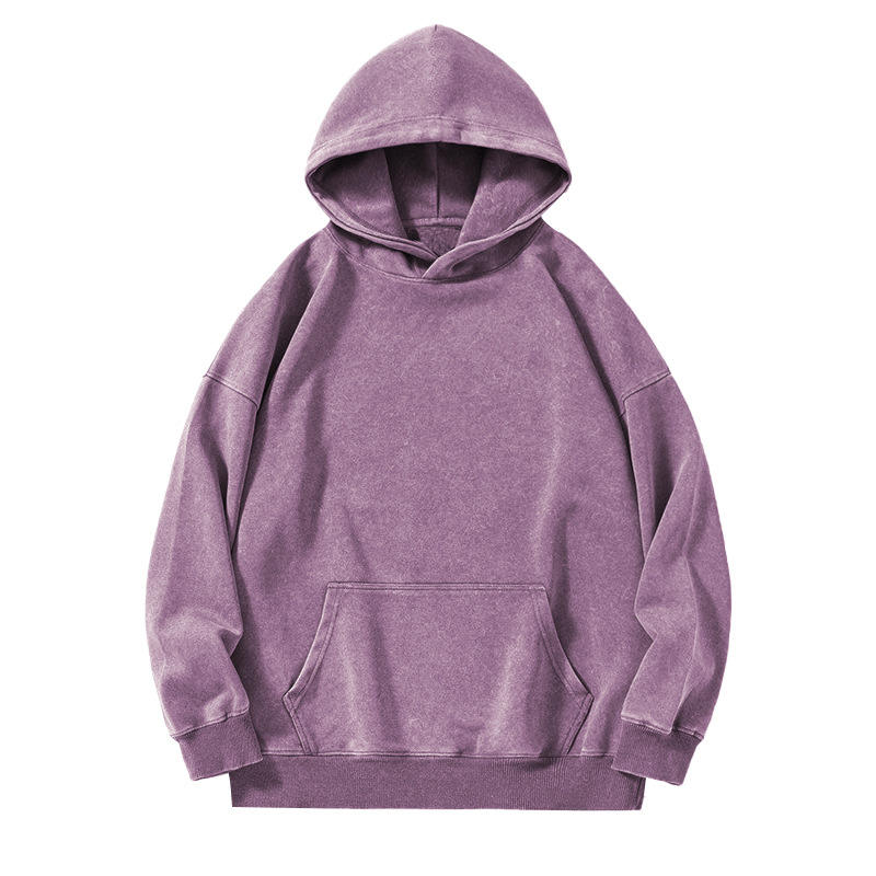 Sweat à capuche violet en coton lavé