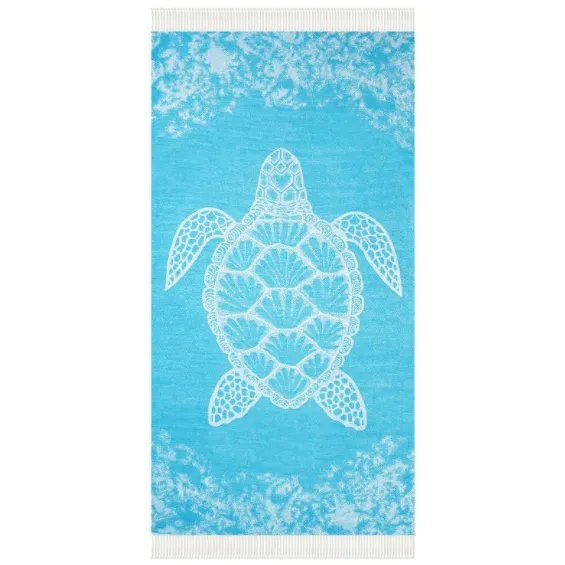 Custom Sea Turtle Ocean Beach Towel Large Soft Absorbent Quick Dry Oversized Bath Towels With Tassels Turkish