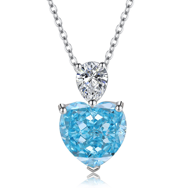 Single pendant+OShaped chain (sea blue)