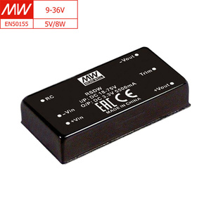 MEAN WELL RSDW08F-05 High Eff. 82%, 9-36VDC <strong>Input</strong>, 5V 1600mA <strong>Output</strong>, 8W DIP <strong>DC</strong>-<strong>DC</strong> Converter,for Industrial Control and Railway - Product Image 1