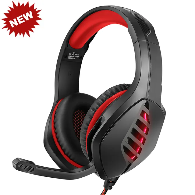 J1 headphone, logotipo personalizado, led, microfone, stereo, usb, pc, 7.1, gaming, headset com microfone