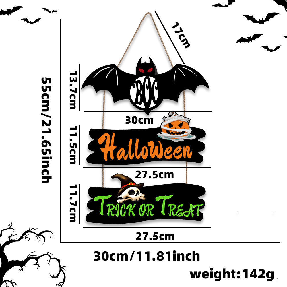 Bat-shaped letter string wooden signboard